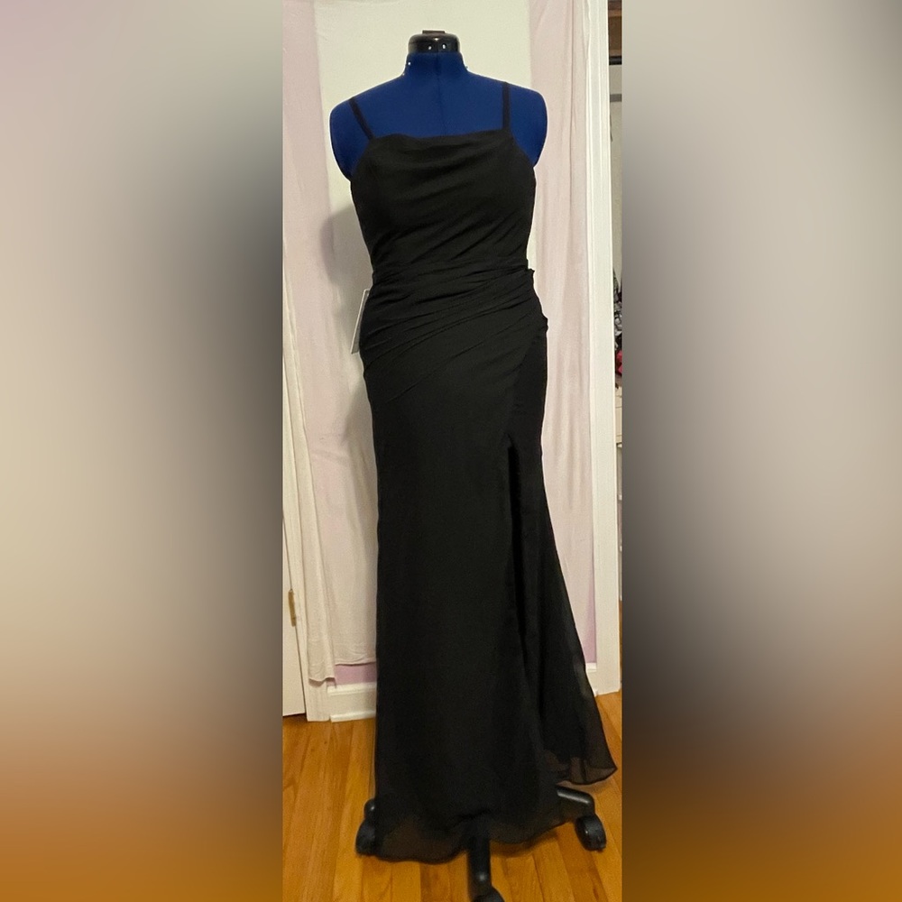 Elegant Black Ruched Dress with Corset Back